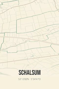 Vieille carte de Schalsum (Fryslan) sur Rezona