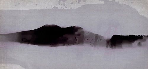 Abstract Modern Japandi Mountain landscape in the fog by FRESH Fine Art