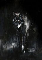 Gemälde Schwarzer Wolf