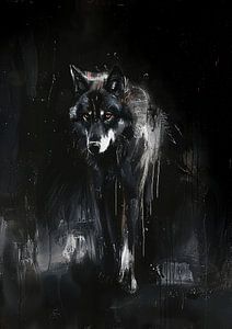 Gemälde Schwarzer Wolf