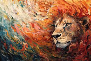 Löwenpower in Farbe Symphonie - Löwe - Impressionismus
