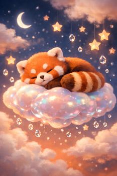 Kunstwerk „Schlafender Roter Panda auf einer magischen Wolke“