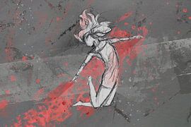 Leap - digitally processed pencil drawing by Emiel de Lange