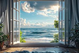 look out the window overlooking a beautiful landscape by Egon Zitter