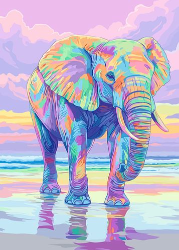 Pastel Strand Olifant