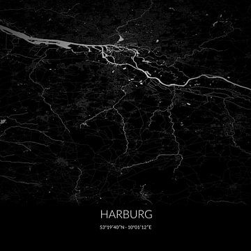 Schwarz-weiße Karte von Harburg, Niedersachsen, Deutschland. von Rezona