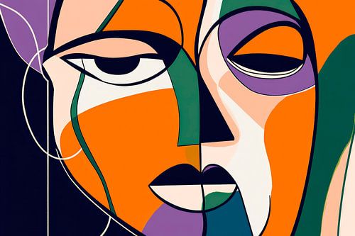 Visages colorés du silenceArt de l'émotion - abstrait