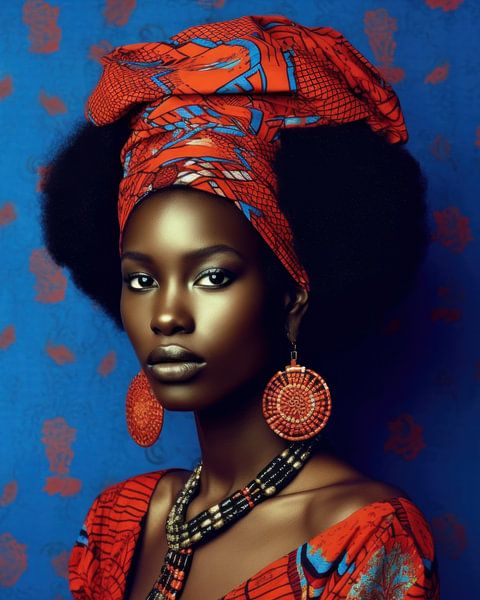 Farbenfrohes Porträt einer afrikanischen Frau von Carla Van Iersel
