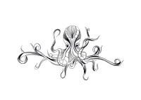 Poster octopus - zwart wit