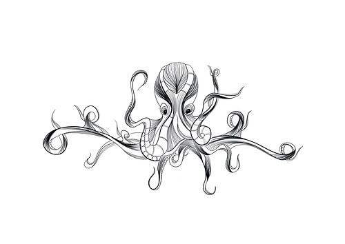 Poster octopus - zwart wit