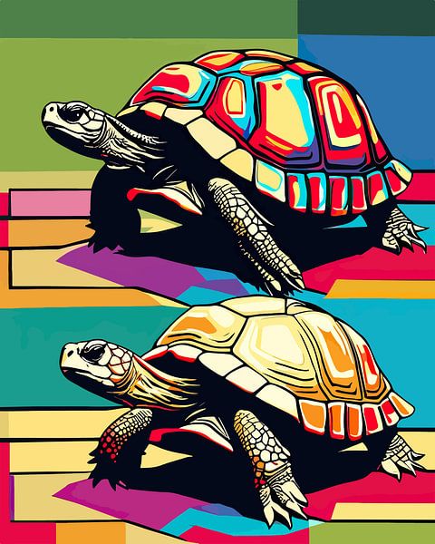 Colorful Shells: Pop Art Mediterranean Tortoises by SOTA ArtSign