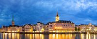 Zurich panorama in het blauwe uur von Dennis van de Water Miniaturansicht