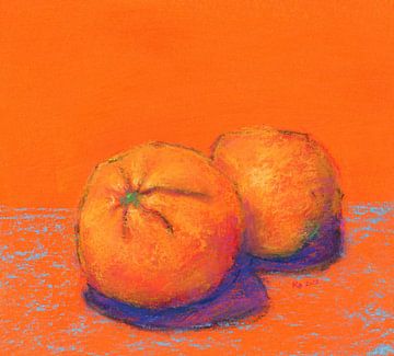 Duet in oranje pastel schilderij van Karen Kaspar