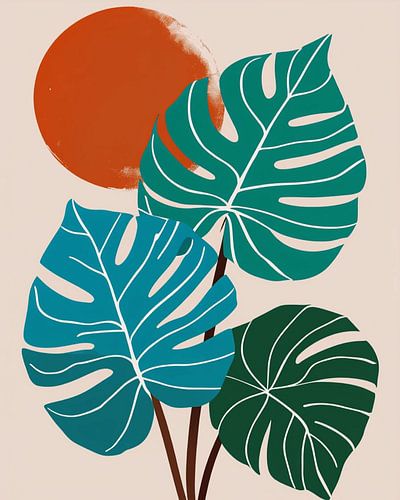 Tropische zon Monstera abstract