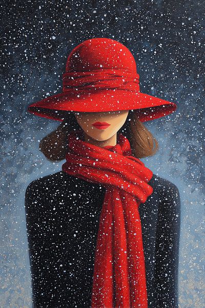 Red Hat | Lady In Red by ARTEO Paintings
