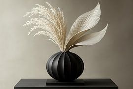 Matte vase with dried plume by Art & Soul Creations