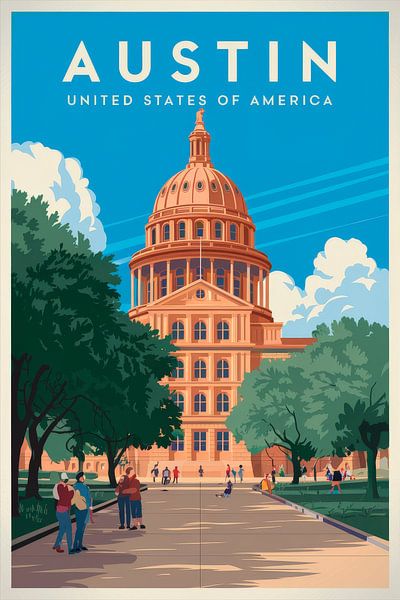 Austin, Texas Vintage Travel Poster by Poster Art Shop
