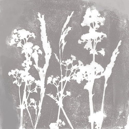 Natuur dromen. Botanische illustratie in retrostijl in taupe