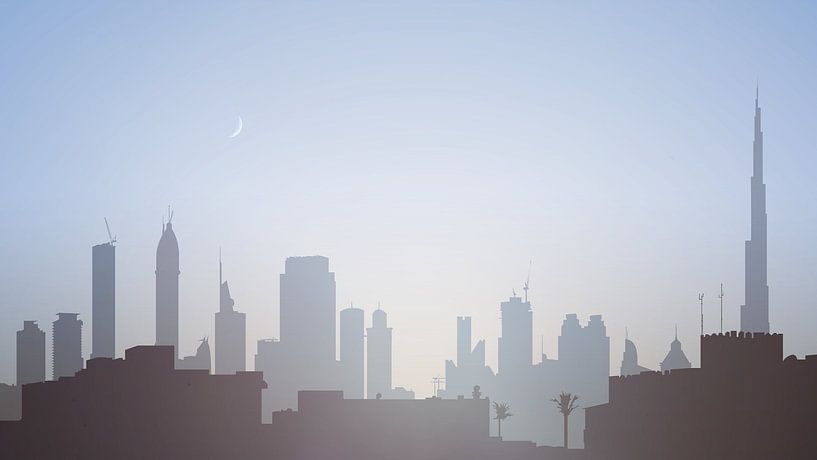 Skyline von Dubai bei Sonnenaufgang von Govart (Govert van der Heijden)