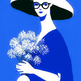 Frau mit Hut und Blumen - elegante minimalistische Mode-Illustration von But First Framing