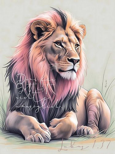 Majesty and faith - lion in boho style