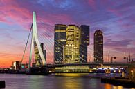 Zonsopkomst bij de Rotterdam en Erasmusbrug van Anton de Zeeuw thumbnail