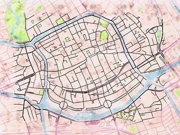 Map of Groningen centrum with the style 'Soothing Spring' by Maporia