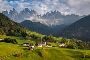 Mountain village in a green valley