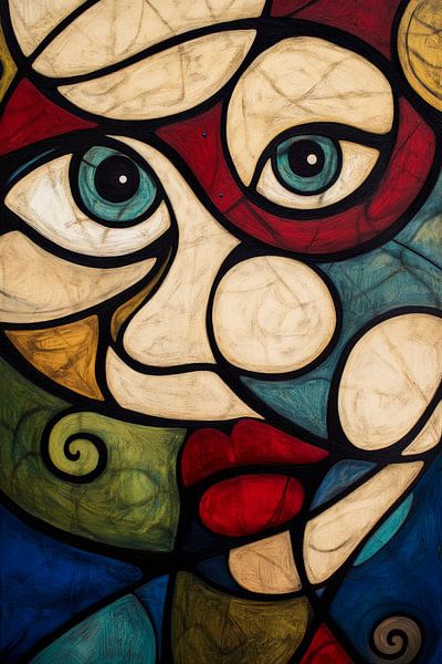 Glas-in-loodraam met gezichtsmotief van Poster Art Shop