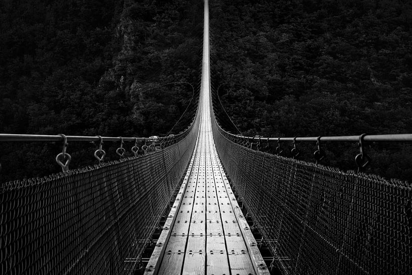 Geierlay Brücke schwarz-weiß von Manfred Voss, Schwarz-weiss Fotografie