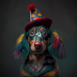 Le teckel en clown