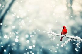 Red-headed blackbird in winter magic by Poster Art Shop