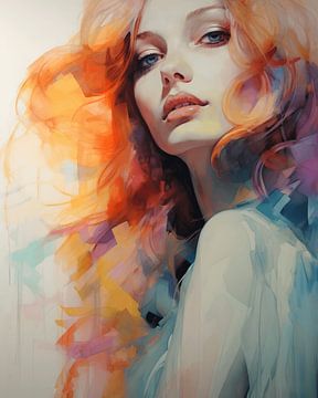 Modern and colourful portrait by Carla Van Iersel