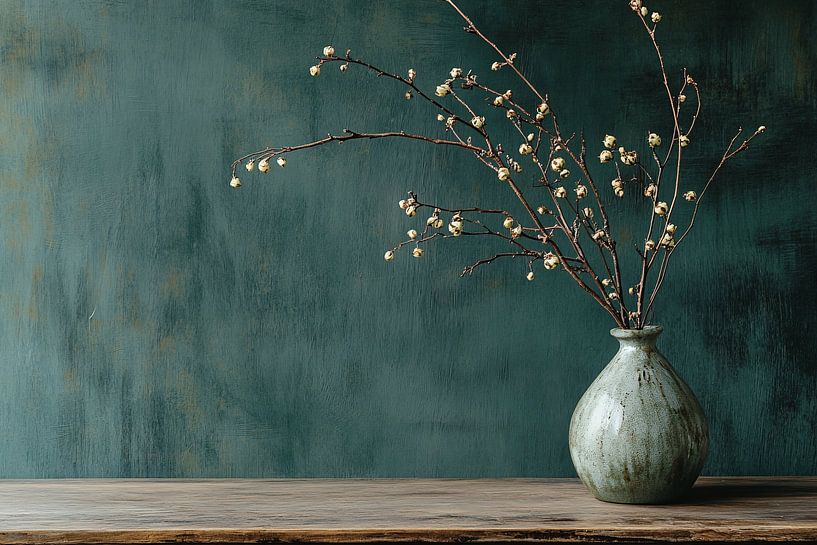 Nature morte rustique avec vase en céramique par Imperial Art House