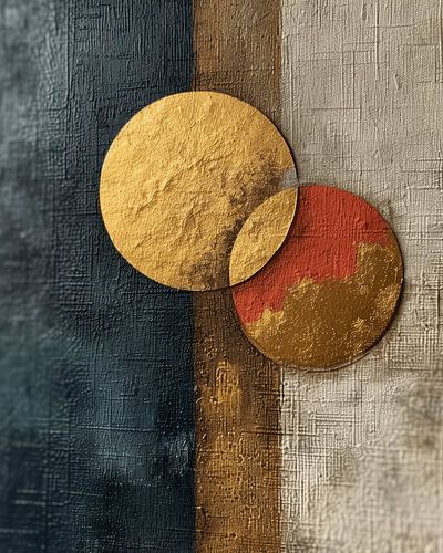 Abstrait moderne avec du vert, du rouge et de l'or