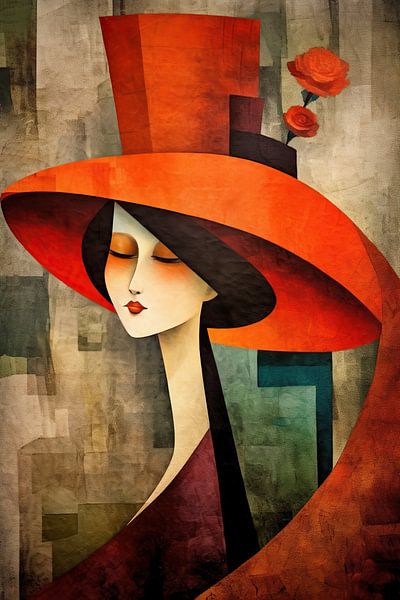 Portrait with Hat 141.72 by Eye catching paintings