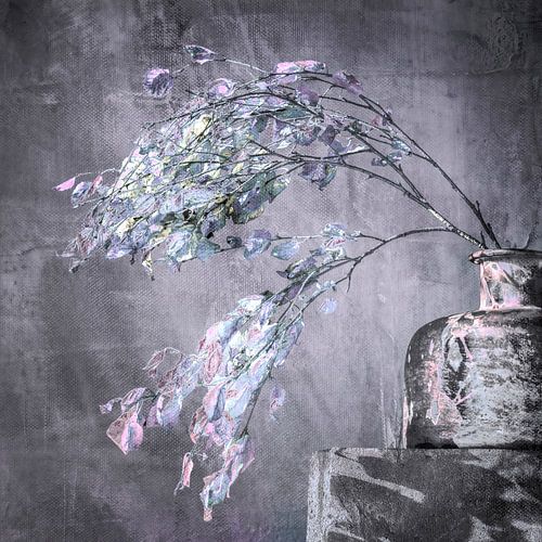 Nature morte avec une branche de bouleau 3. Art numérique. La peinture.