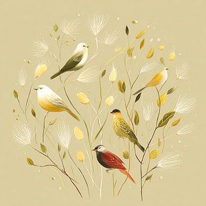 Whispers of Spring – Blumen und Vögel in sanften Farben