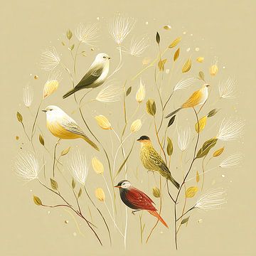 Whispers of Spring - Flowers and Birds in soft colours