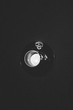 Modern art of coffee and skull black and white by Ken Tempelers