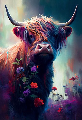 Schottischer Highlander in den Farben