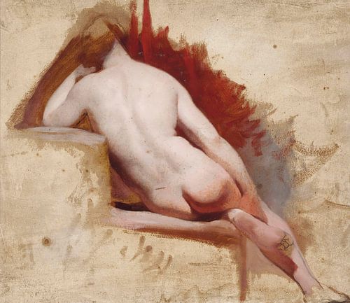 Study of a seated female nude from behind