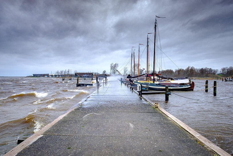 Storm bij het Booze wijf aan het Lauwersmeer in Lauwersoog van Evert Jan Luchies