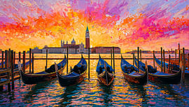 Venice Italy Sunset with Gondolas by Joseph S Giacalone Photography