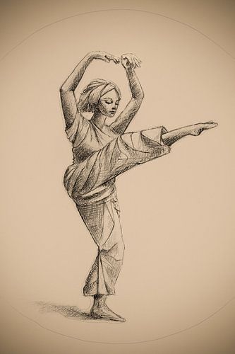 Bleistiftzeichnung einer Tänzerin von Emiel de Lange