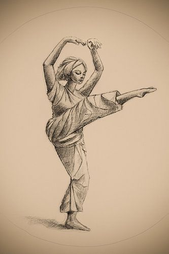Potlood tekening van een danseres