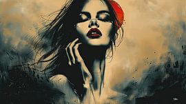 abstrait vintage visage de femme sur Gelissen Artworks