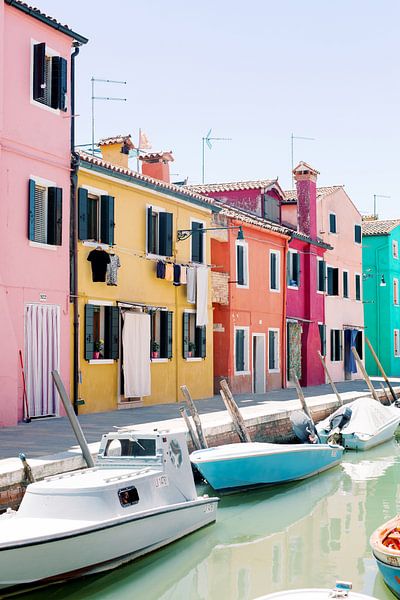 Venice | Colored houses at Burano Island in Italy | Bright summer vibe travel photo wall art print by Milou van Ham