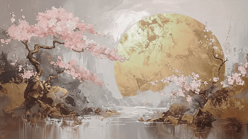 Japandi Art. Japanese Zen Landscape in Spring by Studio Pieternel