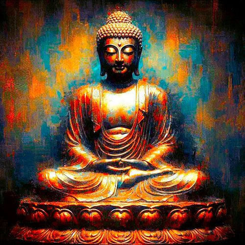 Buddha in Gold und Blau.